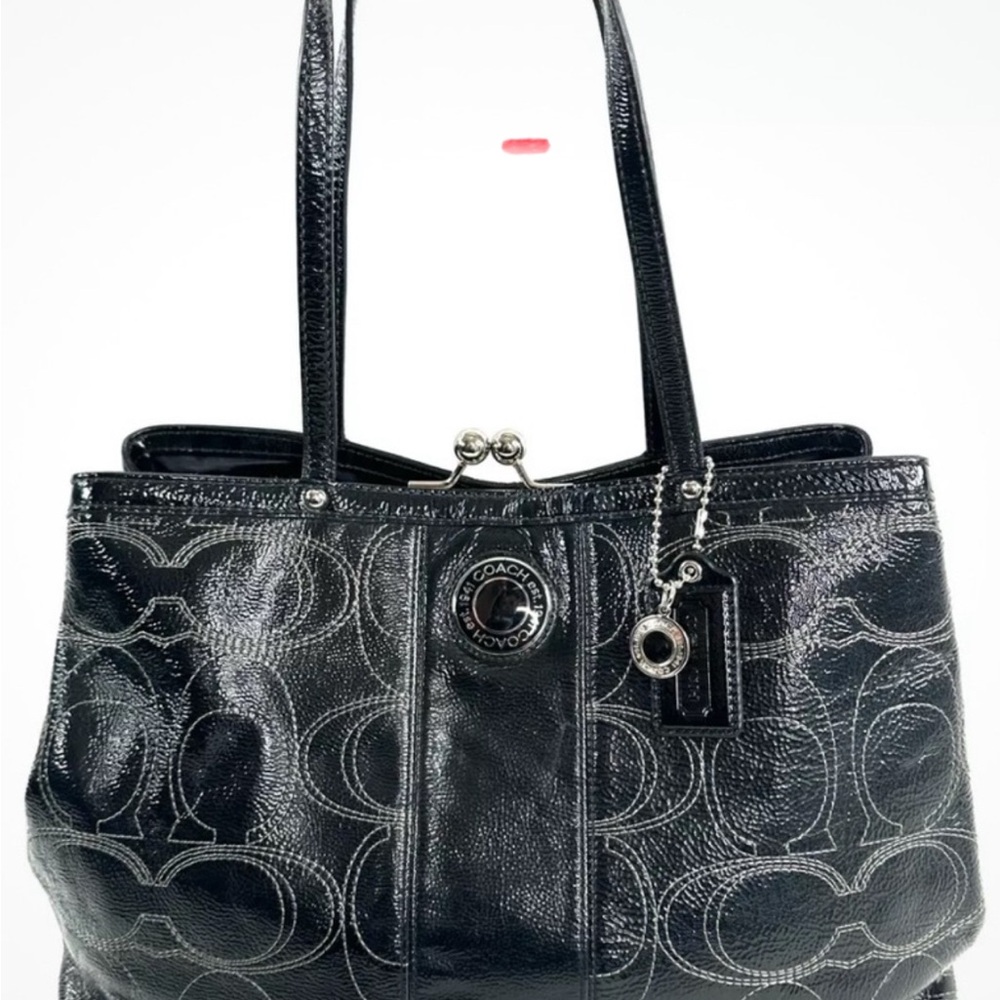 Coach Black Patent Leather Tote Bag